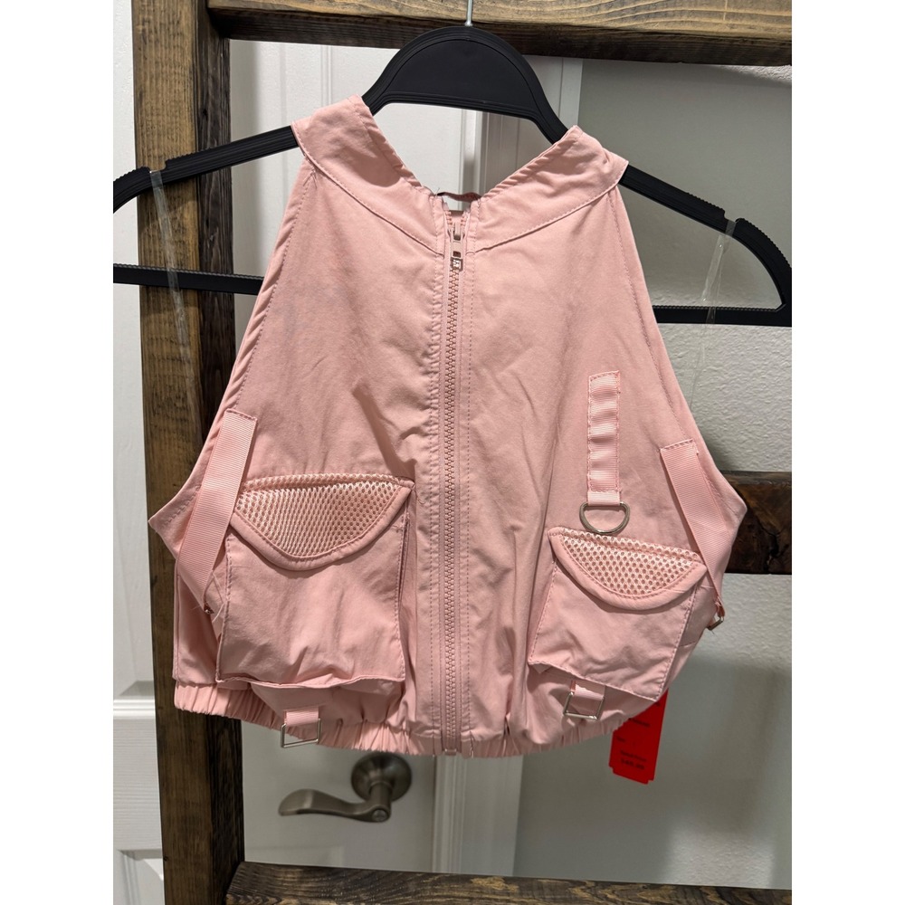 Roma Concept Mauve Pink Utility Halter Crop Top Zip Front Cargo Vest VSN 103 rnb